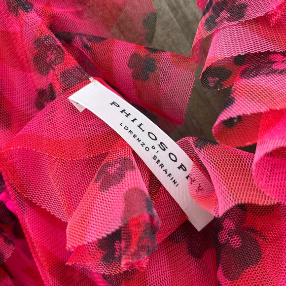 Philosophy di Lorenzo Serafini Pink Floral Ruffle Mini Dress - Unworn - Picture 3 of 9